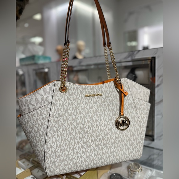 MICHAEL KORS Jet Set Large Color-Block Signature Logo Tote Bag - Picture 4 of 10